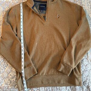 US Polo ASSN Men’s 1/4 Zip Sweater Brown Cotton Pullover